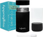 nugbuddy Mini Airtight Storage Container - Vacuum Sealed Insulated w Nested Glass Jar - UV Protection, Temperature Controlled Stainless - Whiteboard Finish w Marker Included - 100 ml
