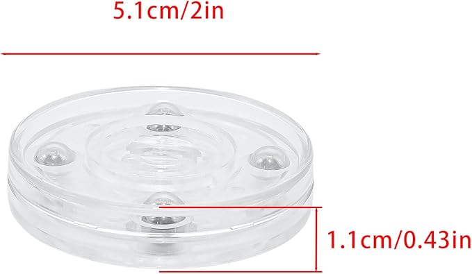 4 Pcs Clear 2 inch Acrylic Lazy Susan Rotating Turntable Organizer Bearings - Round Swivel Plate for Spice Rack, Table, Cake, Kitchen Pantry