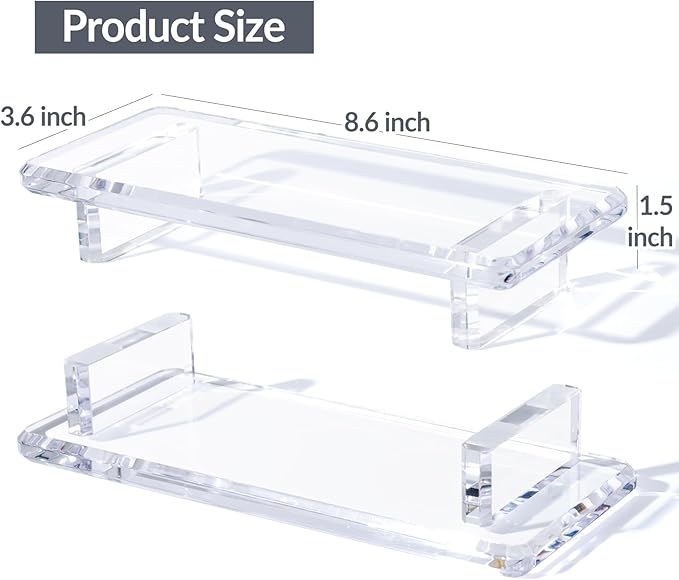 Chivalral Acrylic Bathroom Counter Tray: Water-Resistant Kitchen and Bathroom Tray Countertop Decor,Perfect for Soap Dish,Vanity,Plant,Candle Decor,and Riser Organizer-Small