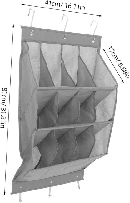 ULTECHNOVO 12Grid Over Door Shoe Storage Mounted Organizer for Shoes Boots and Accessories for Space Optimization Bathrooms Bedrooms
