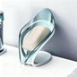 Self Draining Leaf Soap Dish – Easy to Clean Waterfall Soap Holder, Multi-Use for Shower, Bathroom & Kitchen Sink, Durable & Stylish (Blue)