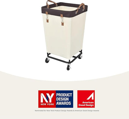 StorageWorks 160L Laundry Basket with Wheels, Large Rolling Hampers for Clothing Organizer, Dirty Clothes Basket for Hotel, Home, Closet, Dorm, Beige
