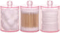 Tbestmax 3 Pack Cotton Swab Ball Pad Holder, 10 Oz Qtip Apothecary Jar Pink Makeup Organizer, Bathroom Containers Dispenser