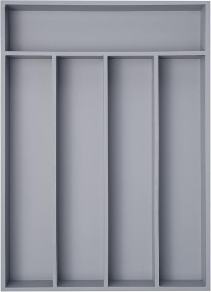 Besilord Bamboo Silverware Holder - Drawer Organizer with 5 Slots (Gray)