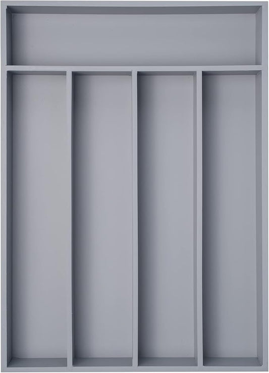 Besilord Bamboo Silverware Holder - Drawer Organizer with 5 Slots (Gray)