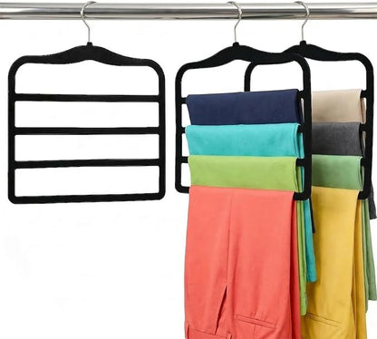 2-Pack Velvet Pants Hangers - Space Saving Multi-Layer Non-Slip Closet Organizers for Jeans, Trousers & Scarves - Ideal Dorm Room Storage Solution for Small Spaces