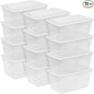 Sterilite 12-Pack 90 Quart Storage Box, Stackable Clear Plastic Bins with Snap-On Lids - Heavy-Duty Organizing Containers for Closet, Bathroom, and Office
