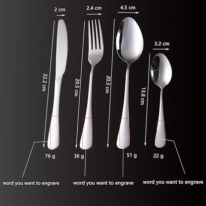 Custom Engraved Cutlery,Customized Tableware Set With Gift box, Personalized Lettering Name Fork/Knife/Spoon Stainless Steel Cutlery, Customized Gifts For Mama Nana Papa. (Silver)