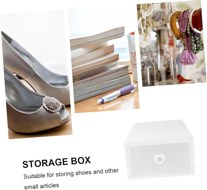 CHILDWEET 3pcs Thickened Pp Plastic Shoe Storage Boxes with Drawers, Dustproof and Moisture-resistant Organizer for High-heeled Shoes and Sneakers, 31×20×12cm, White, Stackable Closet
