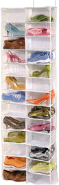Over the Door Sweatshirt Organizer Hanging Clear Door Shoe Organizer with 26 Pocket Foldable Heavy Duty Toy Storage for Home