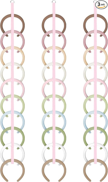 Norme 3 Pcs 3.3FT Extended Headband Holder Organizer Wall Hanging Hairband Storage for Women Hair Hoop Display Headband Hair Accessories Organizer for Bedroom, Dorm & Closet(Pink)