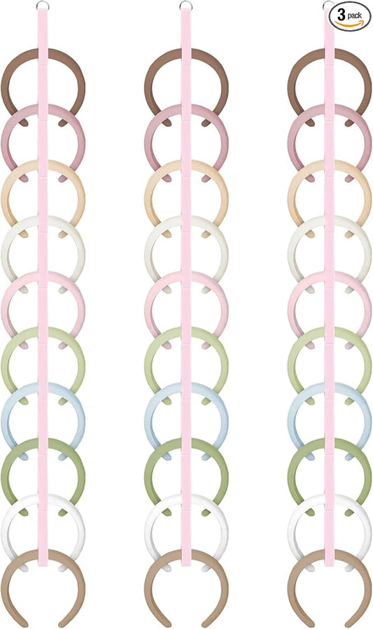 Norme 3 Pcs 3.3FT Extended Headband Holder Organizer Wall Hanging Hairband Storage for Women Hair Hoop Display Headband Hair Accessories Organizer for Bedroom, Dorm & Closet(Pink)