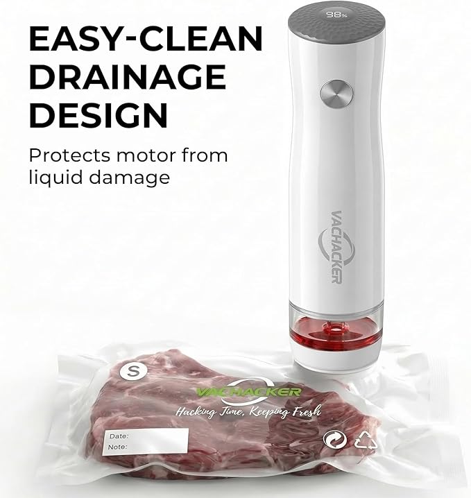 Handheld Vacuum Sealer Kit for Food Storage - Compact Vacuum Sealer Machine with 30 Reusable Bags，Portable Rechargeable Food Saver for Sous Vide, Meal Prep & Freezer Storage