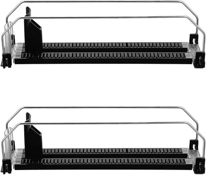 2Pcs Drink Organizer for Fridge, Soda Can Dispenser with Automatic Pusher Glide, Refrigerator Bottle Organizer Beverage Storage Holder for Refrigerator Pantry Vending Machine (3-4 Can)