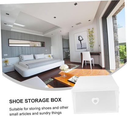 CHILDWEET 3pcs Thickened Pp Plastic Shoe Storage Boxes with Drawers, Dustproof and Moisture-resistant Organizer for High-heeled Shoes and Sneakers, 31×20×12cm, White, Stackable Closet