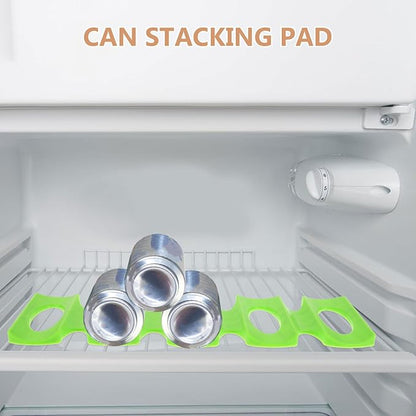 Mobestech 2pcs Fridge Silicone Beer Can Organizer Wine Bottle Stacker Refrigerator Space Saver Drink Holder Rack for Home Party Bar Green