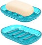 2 Pack Soap Dish Holder for Bar Soap, Bathroom Soap Dishes Bar Soap Holder Tray, Soap Dishes for Shower Bathroom, Kitchen Sink Soap Dish, Blue