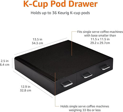 Amazon Basics K-Cup Compatible Coffee Pod Storage Drawer, 3 Easy-Open Drawers, 36 Pod Capacity, Black (Pack of 6)
