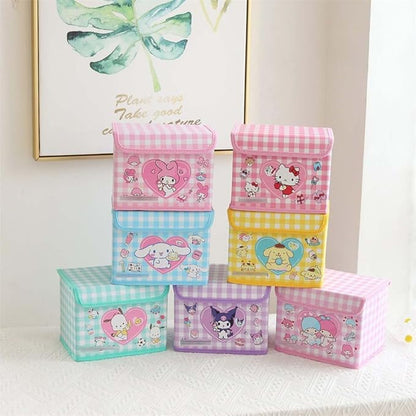 Kawaii Caretoon Fodable Stoage BIn, Cute Anime Collapsible Organizer basket Makeup Holder Office Desk Room Storage Bin (Pink Rabbit)
