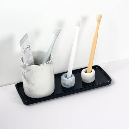 Black Ceramic Vanity Tray, Small Rectangle, Kitchen Sink, Marble Bathroom, Organizer for Candle, Soap, Jewelry, Perfume, Towel Holder, Decoration Bedroom