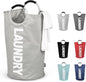 DOKEHOM 125L X-Large Collapsible Washing Laundry Basket Bag (7 Colors) for Bedroom, Fabric (Grey, XL)