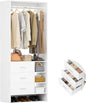 Aheaplus 2.5FT Closet System with 3 Drawers, 29.5’’ Closet Organizer, Wood Closet Organizer System, Walk-in Closet or Small Closets Wardrobe, Clothes Rack with Hanging Rods,-E6, White