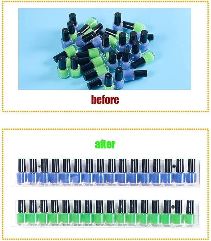 Coward 6 Piece Acrylic Nail Polish Organizer Rack Wall Mounted, Essential oil Display Stand, Alcohol ink Paint Storage Holder, displays 90 Bottles