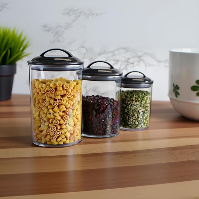 Calypso Basics by Reston Lloyd Acrylic Storage Canisters, Set of 3, Black