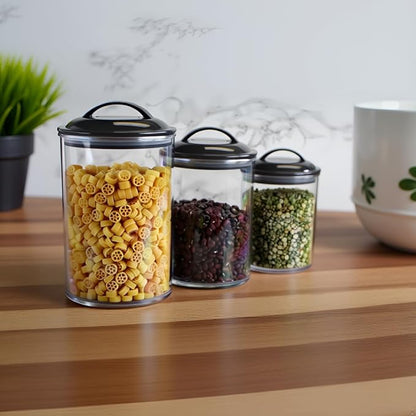 Calypso Basics by Reston Lloyd Acrylic Storage Canisters, Set of 3, Black
