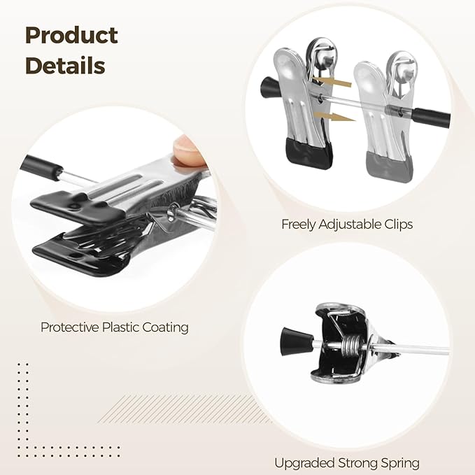 40 Pcs Pants Hangers with 2 Clips - 12.2 Inch Long Adjustable Non-Slip Trousers Skirt Bottom Hanger, Black Adjustable Heavy Duty Space Saving Metal Clips for Skirt,Pants,Trousers,Shorts