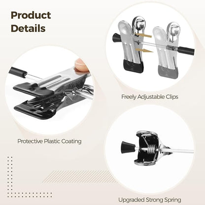 40 Pcs Pants Hangers with 2 Clips - 12.2 Inch Long Adjustable Non-Slip Trousers Skirt Bottom Hanger, Black Adjustable Heavy Duty Space Saving Metal Clips for Skirt,Pants,Trousers,Shorts