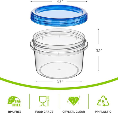 Soelomu 16 oz Freezer Storage Containers with Twist Top Lids, 10 Pack Reusable Meal Prep Containers Plastic Stackable Leakproof Food Storage Containers for Sauce Salad Leftover Oats