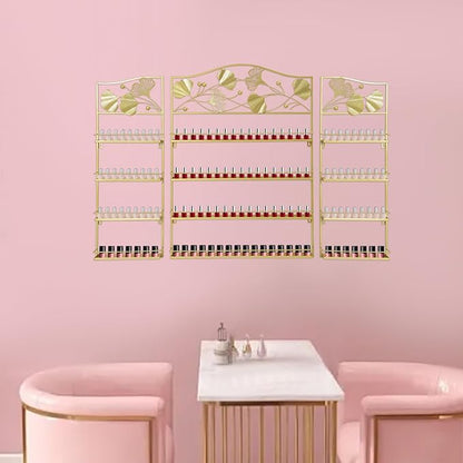 4 Tier Wall-Mounted Nail Polish Storage Racks 3PCS Metal Nail Polish Organizer Shelf for Wall Cosmetic Display Cases Perfume Lipstick Display Stand for Home Spa Nail Salon