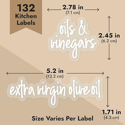 Talented Kitchen Oil Label Stickers for Kitchen Organization - Numbered Expiration Condiment Labels Stickers - White Vinyl 132 Count