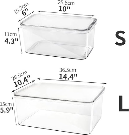 Clear Storage Bins With Lids,5 Packs Food Storage Organizer,Cabinet Storage Basket for Clothing, Towels, Cosmetics, Kitchen Storage Containers,Transparent Pantry Containers (3L+2S)