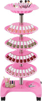Nail Polish Trolley Display Stand, 5 Tiers Nail Polish Spinning Rack with Wheels, Hold up 120 bottles, Freestanding Nail Polish Storage Racks for Nail Salons, Home (Pink)