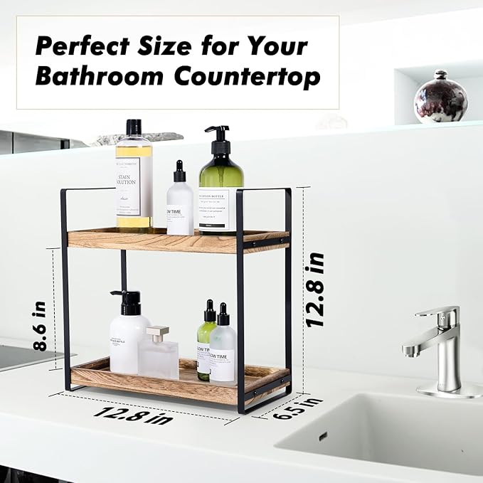 Giftacity Bathroom Counter Organizer and Storage - Kitchen Countertop Organizer for Bathroom Sink and Coffee Bar, 2-Tier Vanity Counter Tray Shelf for Restroom Decor