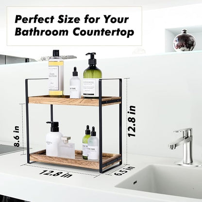Giftacity Bathroom Counter Organizer and Storage - Kitchen Countertop Organizer for Bathroom Sink and Coffee Bar, 2-Tier Vanity Counter Tray Shelf for Restroom Decor