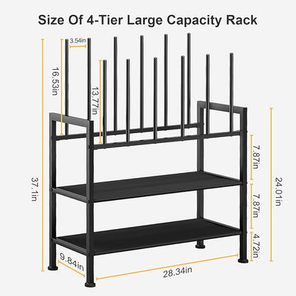 DIMJ Free Standing Shoe Racks - 4-Tier Boot Rack, Black Metal Boot Storage Organizer Tall Boots, Tall Boot Organizer for Closet, Multiuse Shoe Rack for Boots, Sneakers,Fit for 6 Pairs Boots, Black
