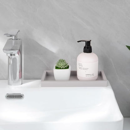 Bathroom Tray, Small Vanity Tray Silicone Soap Dish Sponge Holder Kitchen Sink Organizer Bathroom Accessories for Countertop, Toilet, Shower - Light Grey