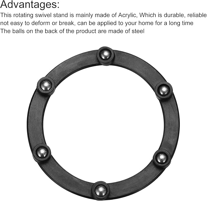MECCANIXITY 3inch Rotating Swivel Stand with Steel Ball Bearings Annular Lazy Susan Base Turntable for Kitchen Corner Cabinets, 69 x 55mm Black Pack of 6