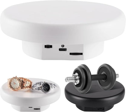 360° Electric Rotating Platform with Type-C Cable, 6.3in / 15lb Motorized Rotating Display for Jewelry Photography Products Live Show Video shoot, Mushroom Rotating Stand for 3D Model Cake White