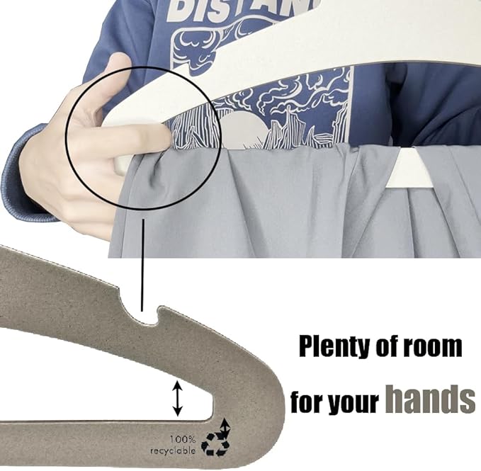 17" Eco-Friendly Cardboard Hangers for Adult Clothes - 50 Pack of Durable, Recyclable Paper Coat Hangers - Perfect for Storage and Drying of Men's and Women's Clothing