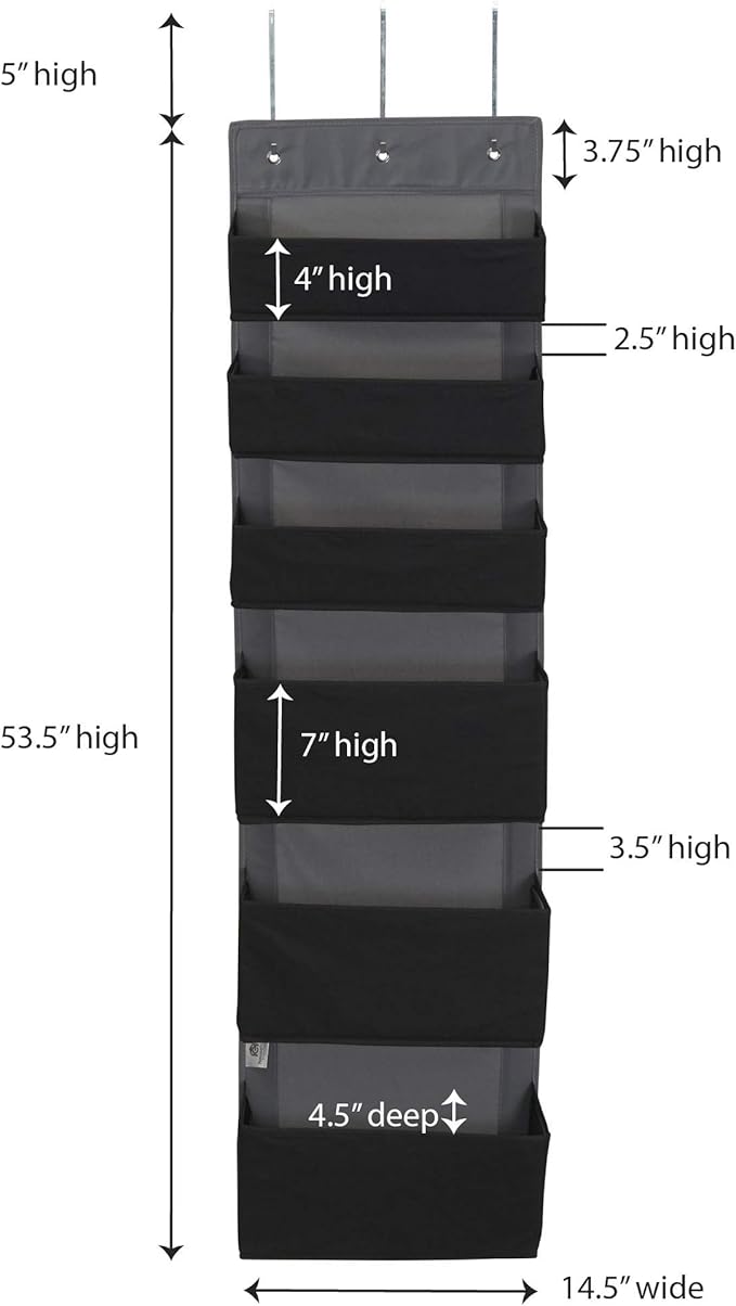 Household Essentials Black 6 Pouch Fabric Over The Door Organizer