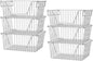 Slideep Stackable Storage Baskets Stainless Steel Cabinet Organizer Sturdy Metal Wire Pantry Freezer Bin for Pantry Home Bathroom Kitchen Organization 6 Packs