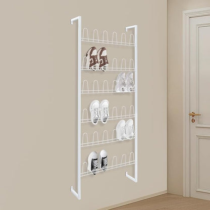 70 Inch 6-Tier Wall Mounted Metal Shoe Organizer, Hanging Shoe Rack for 18 Pairs, Space Saving Heavy Duty Iron Shoe Storage Caddy for Closet Entryway Garage (White)
