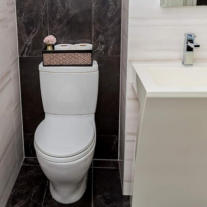 Creative Scents Dublin Brown Toilet Paper Storage Holder Basket for Decor - Decorative Bathroom Organizer and Storage for Countertop - Toilet Tank Topper Box - Modern Brown Bathroom Counter Decor