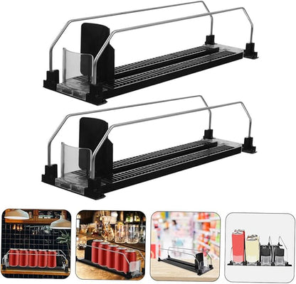 Levemolo 2pcs Fridge Drink Pusher Machine Automatic Beverage Organizer Soda Can Organizer for Refrigerator