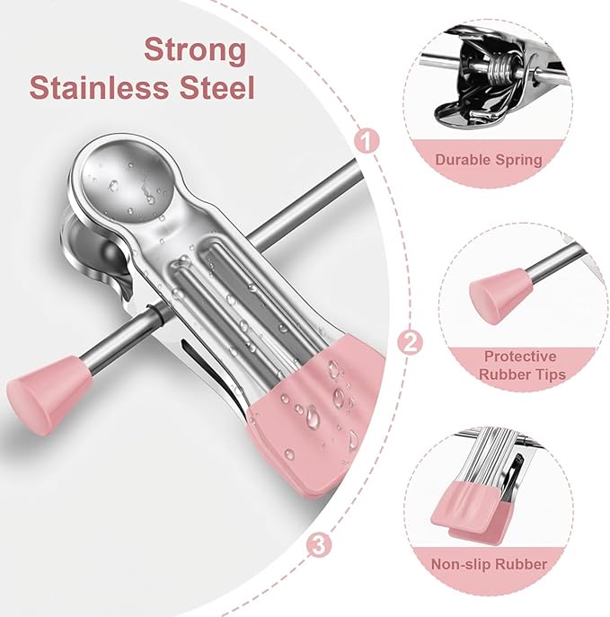 POZEAN Pants Hangers with Clips for Women 50 Pack, 12Inch Adjustable Heavy Duty Skirt Hangers, Space Saving Non-Slip Shorts Jeans Trousers Clothes Hangers, Pink