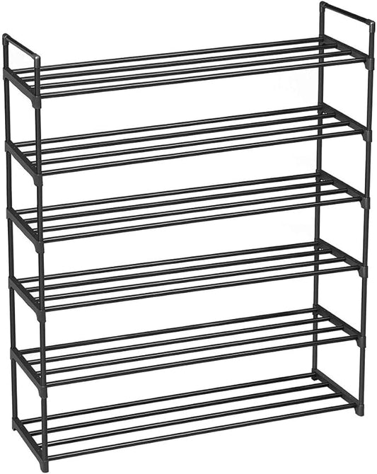 6 Tiers Shoe Rack Natural Bamboo Shoes Shelf Storage for Hallway Entryway Closet Wooden Stackable Shoe Organizer (Style C)